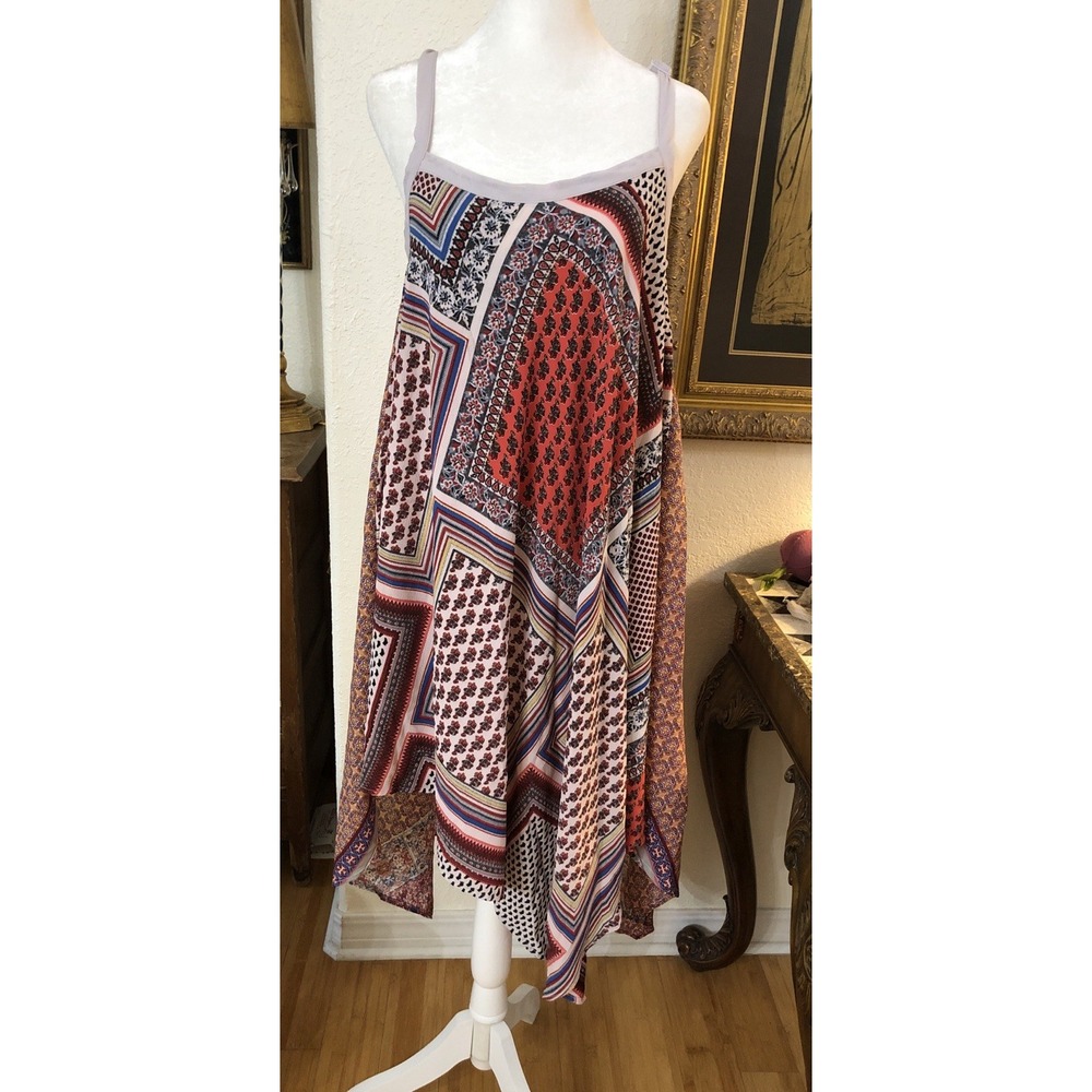 Aratta Silent Journey Womens Small Scarf Hem Dress W/Adjustable Straps VTG Boho